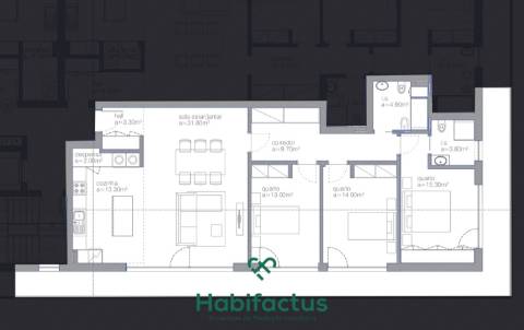 Apartamento T3 em construção no centro de Viseu