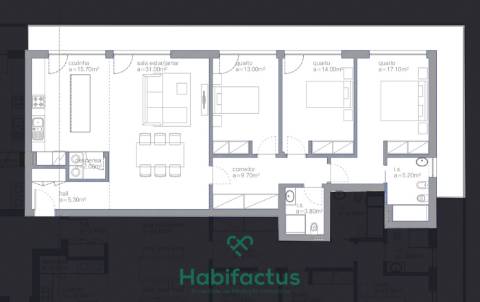 Apartamento T3 em construção no centro de Viseu