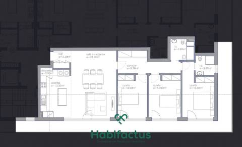 Apartamento T3 em construção no centro de Viseu