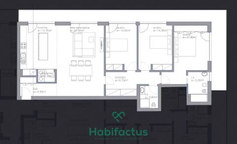 Apartamento T3 em construção no centro de Viseu