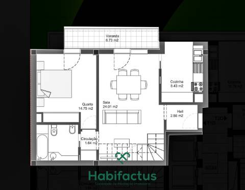 Apartamento T1 Duplex novo - Viseu