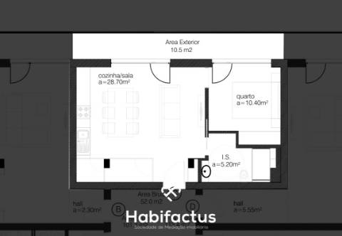 Apartamento T1 em construção no centro de Viseu