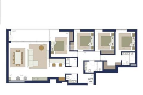 Apartamento T4 com varanda em construção em Matosinhos Sul.