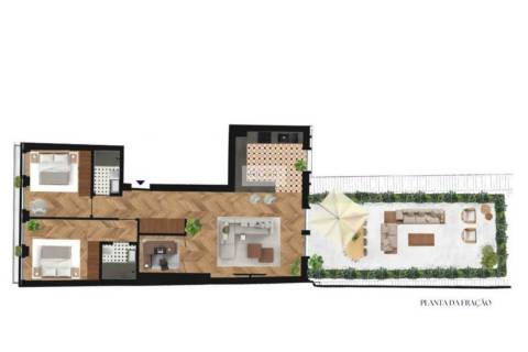 Apartamento T2+1 com terraço e varanda em construção a Cedofeita.