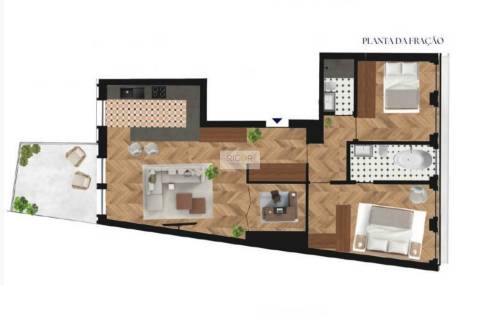 Apartamento T2+1 duas varandas em construção a Cedofeita.