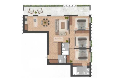 Apartamento T3 com varanda de 29m2 em construção à Boavista.