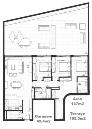 Apartamento T3 em Matosinhos sul com terraço de 100m2