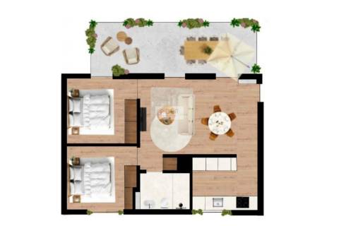 Apartamento T2 com terraço em construção em Campanhã.