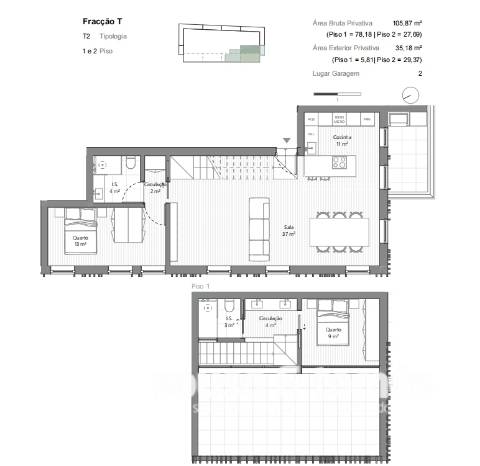 Apartamento T2 DUPLEX Venda em Leiria, Pousos, Barreira e Cortes,Leiria