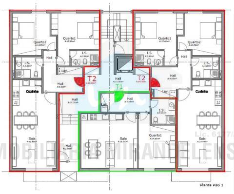 Apartamento T1 novo com 65 m²