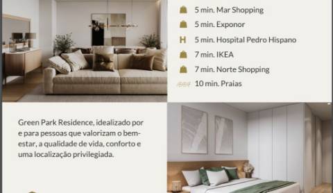 T2 Novo Empreendimento Green Park em Matosinhos a 10 Minutos da Praia e do Aeroporto!