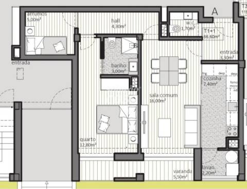 T1+1 Novo no Empreendimento PRIME LIVING, em Águas Santas, na Maia, com Varanda e Lugar de Garagem!