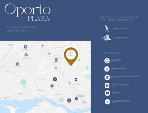 T2 Novo no empreendimento OPORTO PLAZA na zona do Jardim da Arca D´Água no Porto!