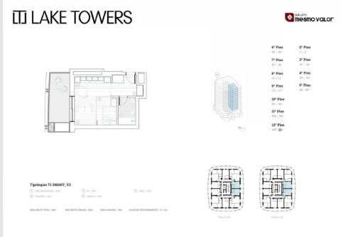 T1 Smart Novo, com varanda e lugar de Garagem, no Empreendimento Lake Towers, na Arca D´Água, no Por