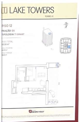 T1 Smart Novo, com varanda e lugar de Garagem, no Empreendimento Lake Towers, na Arca D´Água, no Por