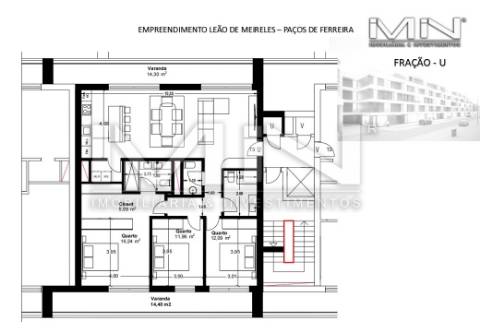 Apartamento T3 c/ piscina - Centro de Paços