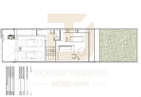 Moradia V3, 2 frentes, com 3 suítes, garagem fechada para 2 carros, varandas, terraços e jardim.