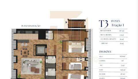 Apartamento T3 Duplex em construção em plena Baixa da cidade do Porto