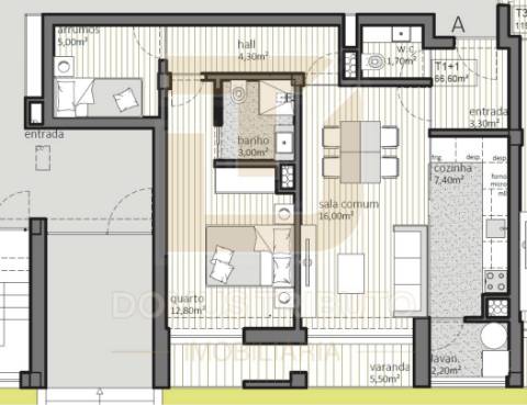 Apartamento T1+1 com Varanda e Lugar de Garagem, Águas Santas, Maia