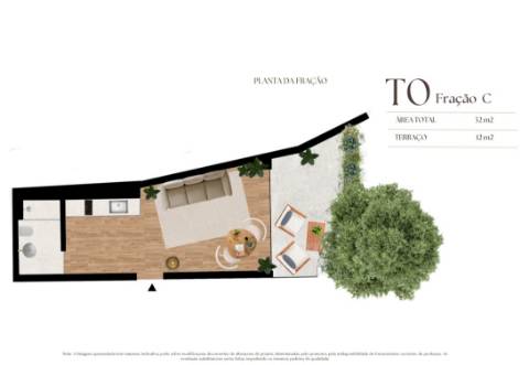 Apartamento T0 com Terraço em Construção, Centro Histórico Leça da Palmeira