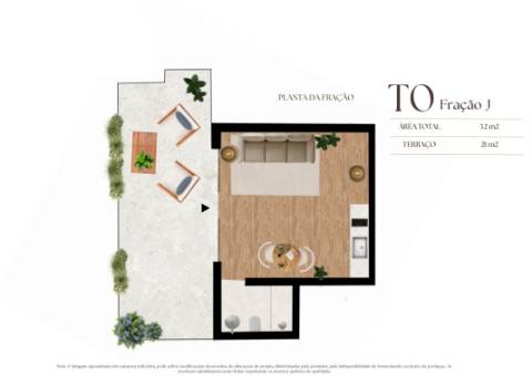 Apartamento T0 com Terraço em Construção, Centro Histórico Leça da Palmeira
