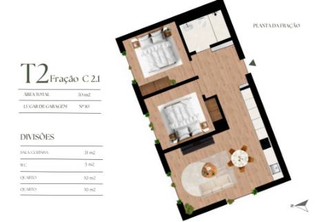 Apartamento T2 c em Construção Empreendimento em Campanhã