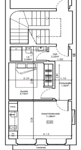 Apartamento T0+1 pronto a habitar c/ varanda - Centro Histórico de Braga