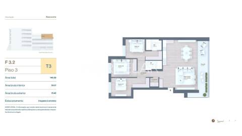Apartamento T3 amplo com varanda e garagem no VC Forte