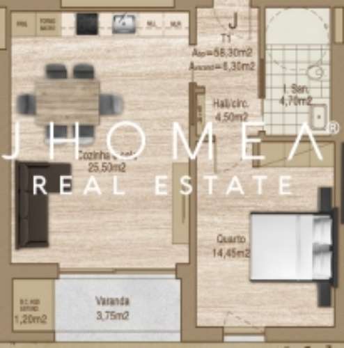 Apartamento T1 - THE LINE, Forca, Aveiro