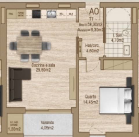 Apartamento T1- THE LINE- Forca, Aveiro
