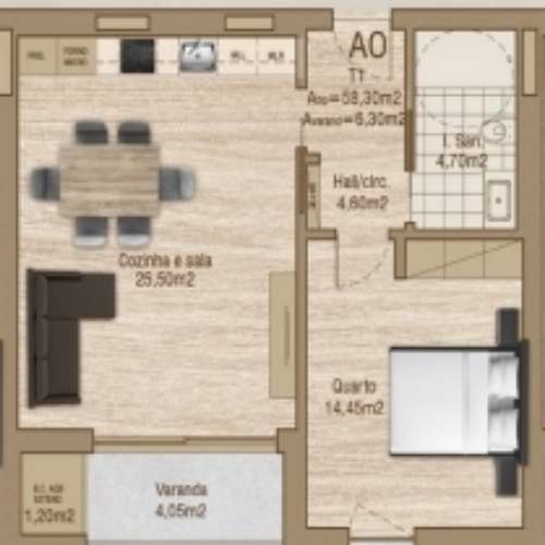 Apartamento T1- THE LINE- Forca, Aveiro