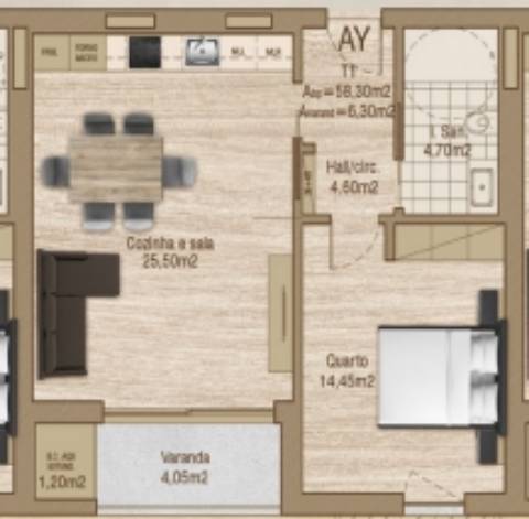 Apartamento T1 - THE LINE - Forca, Aveiro