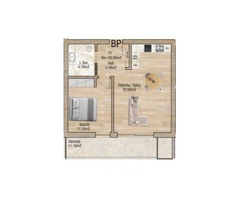 Apartamento T1 - Valley Place, Forca, Aveiro