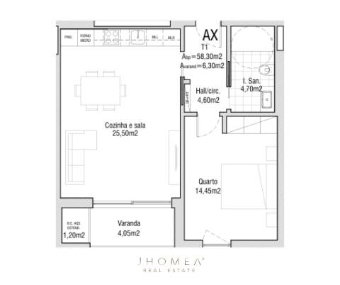 Apartamento T1 - THE LINE, Forca, Aveiro