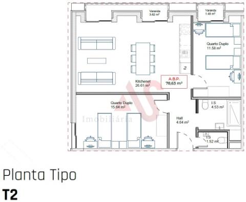 Apartamento T2 no Empreendimento House Factory em Paranhos, Porto