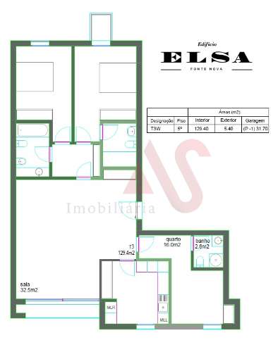 Apartamento T3 NOVO no Edifício ELSA Fonte Nova em Aveiro