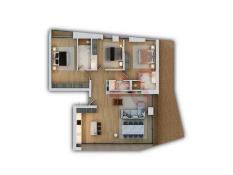 Apartamento T3 de LUXO  no último Andar, em construção no Empreendimento Paranhos Park no Porto