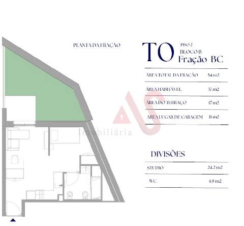 Apartamento T0 no empreendimento Costa Cabral Flats em Paranhos, Porto