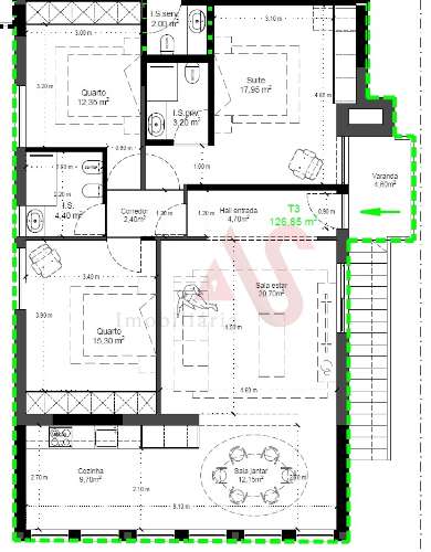 Apartamento T3 em São Mamede do Coronado, Trofa