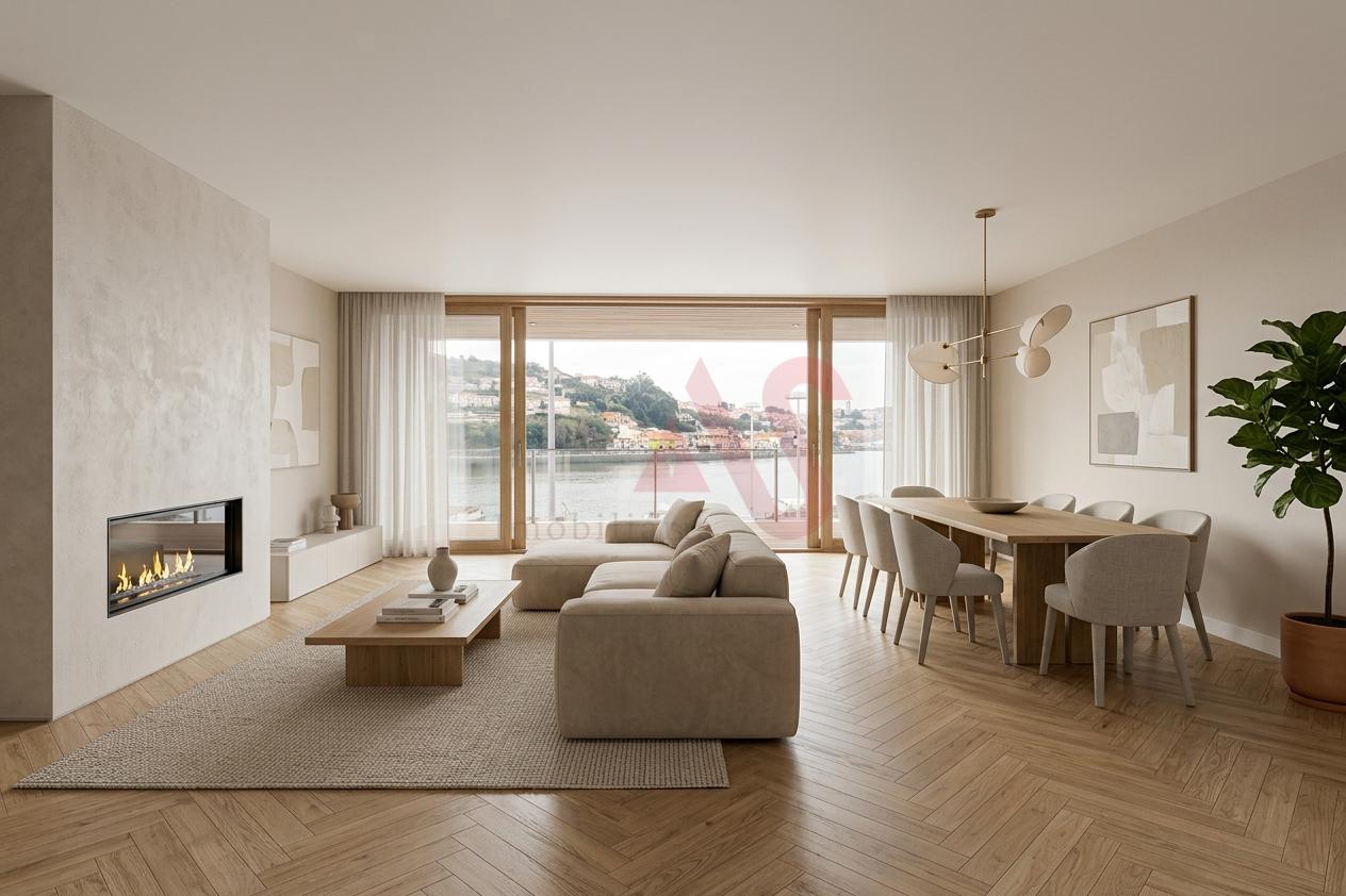 Apartamento com 3 Suítes e varanda na primeira linha do rio Douro