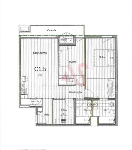 Apartamento T2+1 com varanda, em construção, situado no 1º piso.