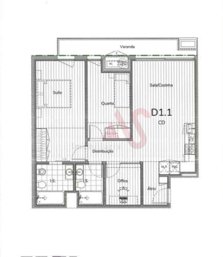 Apartamento T2+1 com varanda, em construção, situado no 1º piso.