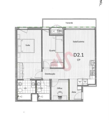 Apartamento T2+1 com varanda, em construção, situado no 2º piso.