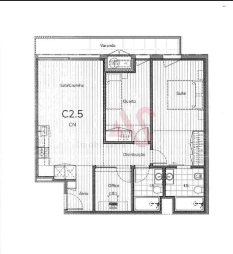 Apartamento T2+1 com varanda, em construção, situado no 1º piso.