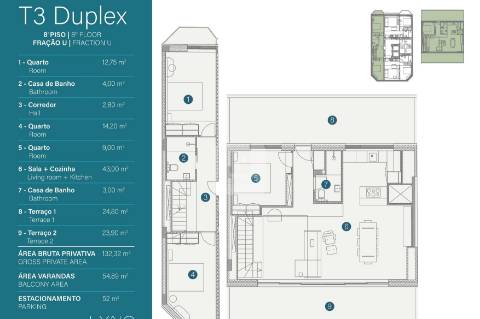 Apartamento T1 Novo com Varanda e Garagem em Gaia