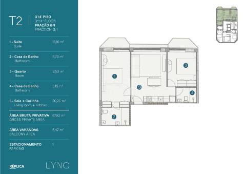 Apartamento T2 Novo com Varanda e Garagem no LYNQ