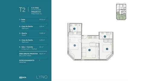Apartamento T2 Novo com Vistas Rio Douro e Garagem