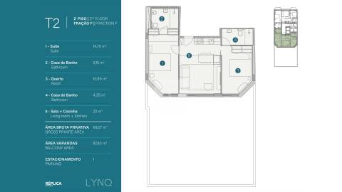 Apartamento T2 Novo com Terraço e Vista Rio Douro