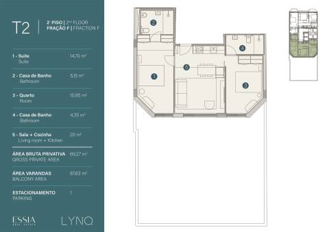 Apartamento T2 Novo com Terraço e Vista Rio Douro