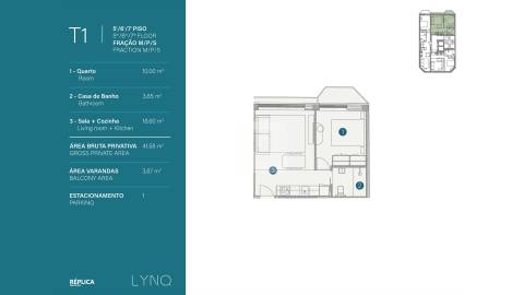 Apartamento T1 Novo no LYNQ  em Vila Nova de Gaia